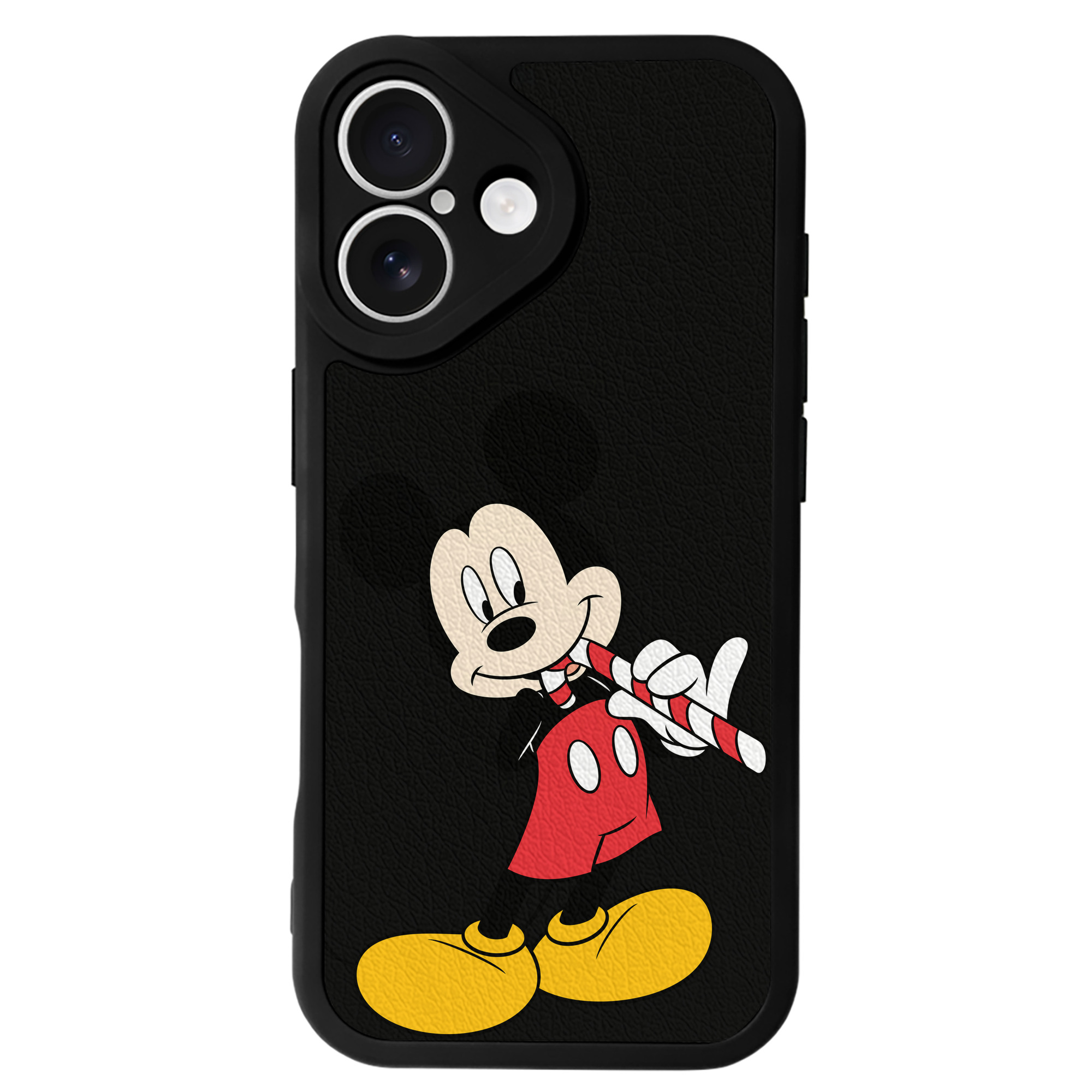 （画像用） ミッキーマウス Mickey Mouse 【iPhone 16シリーズ対応】シリコンスマホケース（レザー調） 材質：シリコン